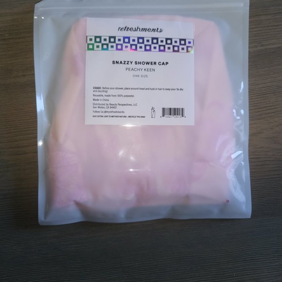 New Refreshments - Snazzy Shower Cap Turban style Bow Peachy Keen - Picture 2 of 4